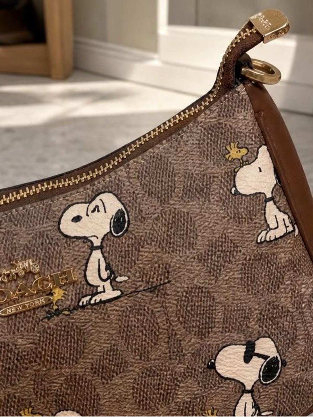 Coach Brown Snoopy Printed Wristlet with Gold Hardware - Picture 7 of 7